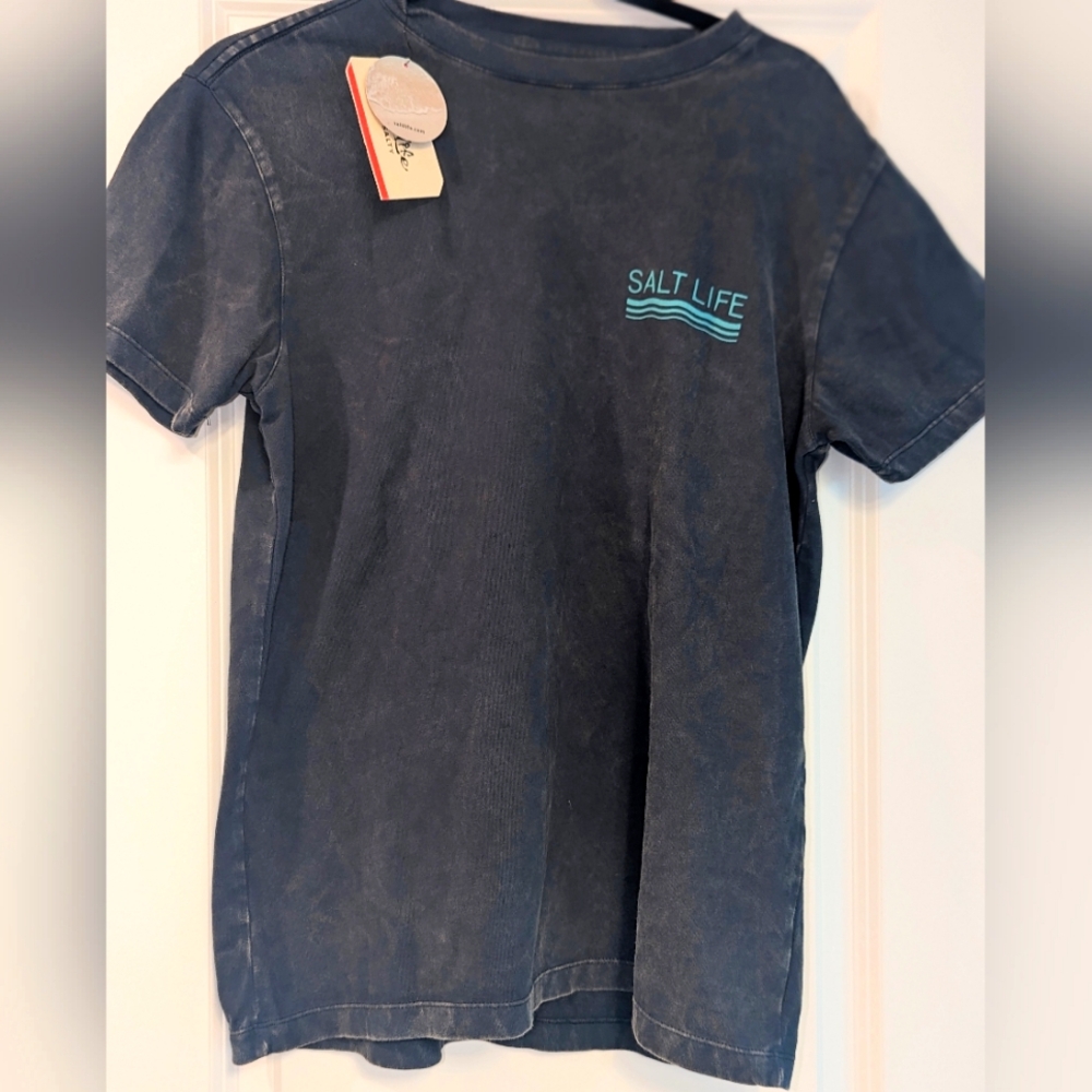 NWT, Salt Life,Black,Short Sleeve,Salt Wash W/Back Art-Men's Size Small